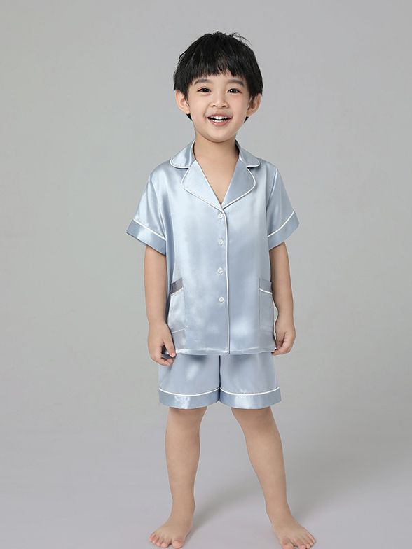 19 Momme Kids Short Silk Pajama Set For Boys and Girls